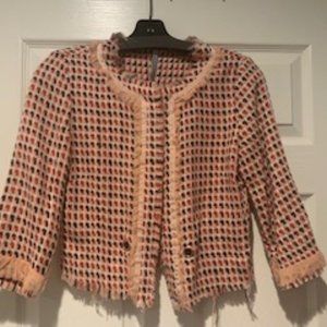 Pastel tweed bolero jacket with feminine detail
